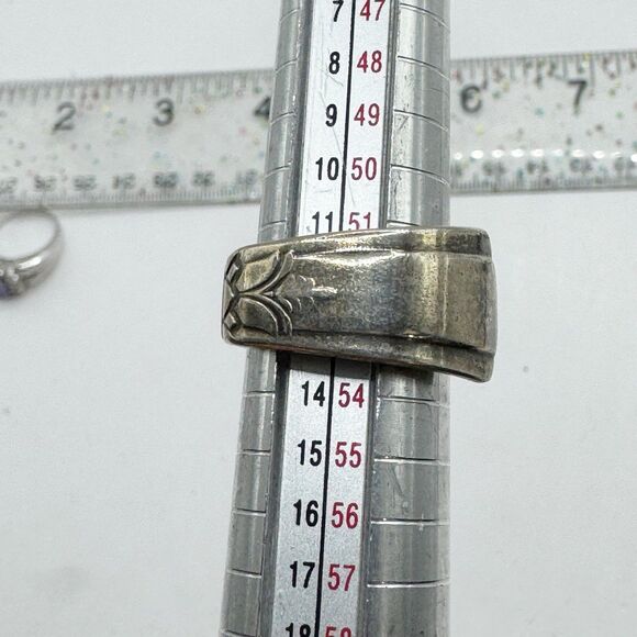 Vintage Silver Plated Spoon Wrap Ring With Patina Size 7 - Picture 5 of 6